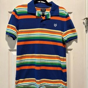 Chaps Kids Polo Shirt - Blue, Orange, Green Stripes
